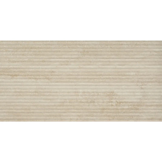 Eterica Fluted Sand Travertine 24x48 Porcelain Tile | Tile Club