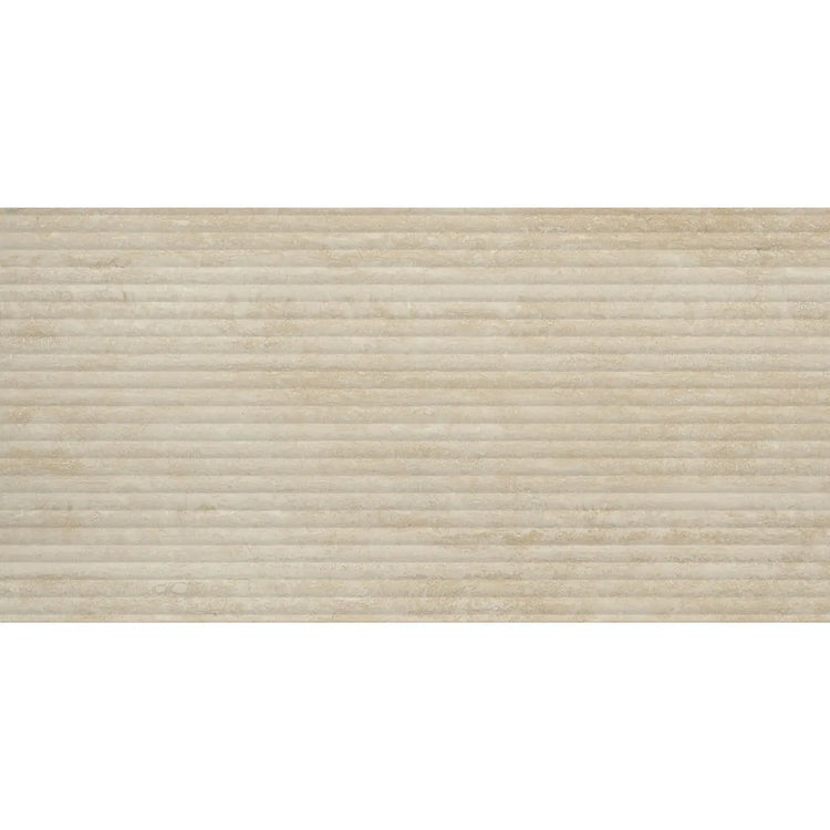 Eterica Fluted Sand Travertine 24x48 Porcelain Tile | Tile Club