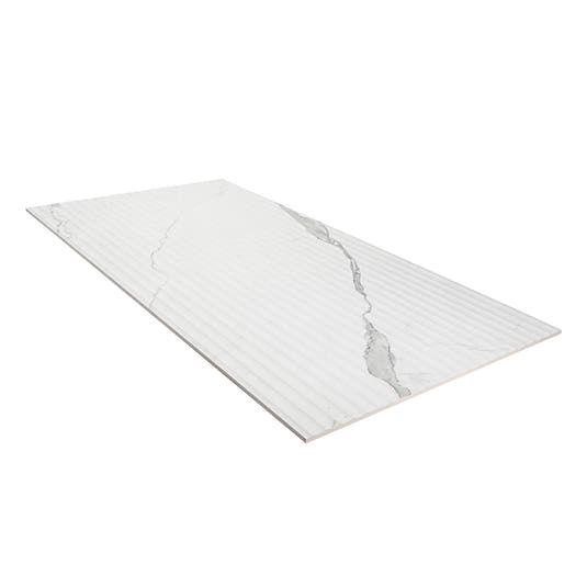 Eterica Fluted White & Gray Marbled 24x48 Porcelain Tile | Tile Club