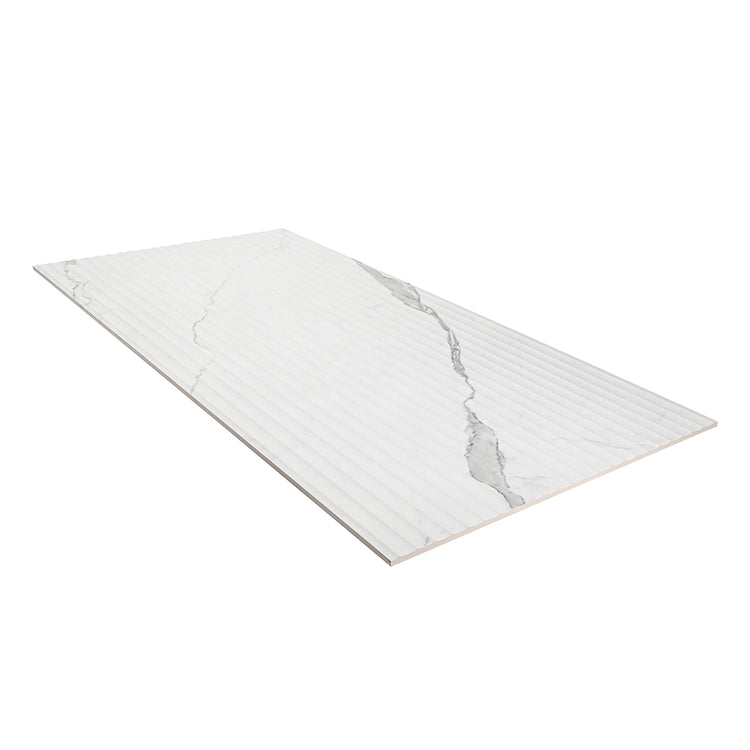 Eterica Fluted White & Gray Marbled 24x48 Porcelain Tile | Tile Club