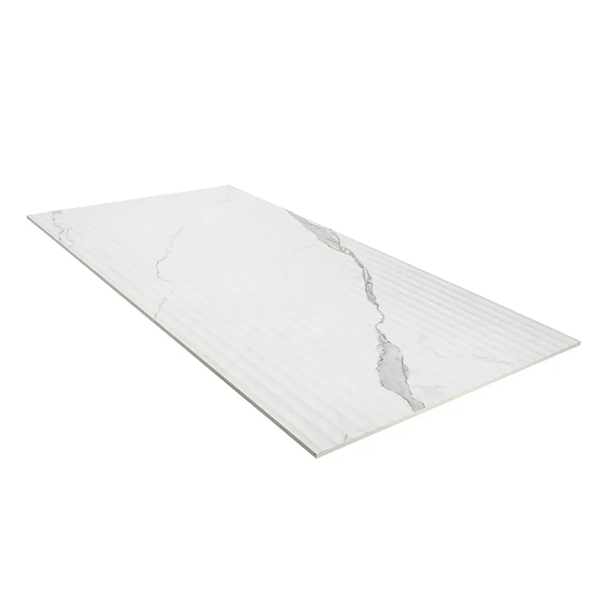 Eterica Fluted White & Gray Marbled 24x48 Porcelain Tile | Tile Club
