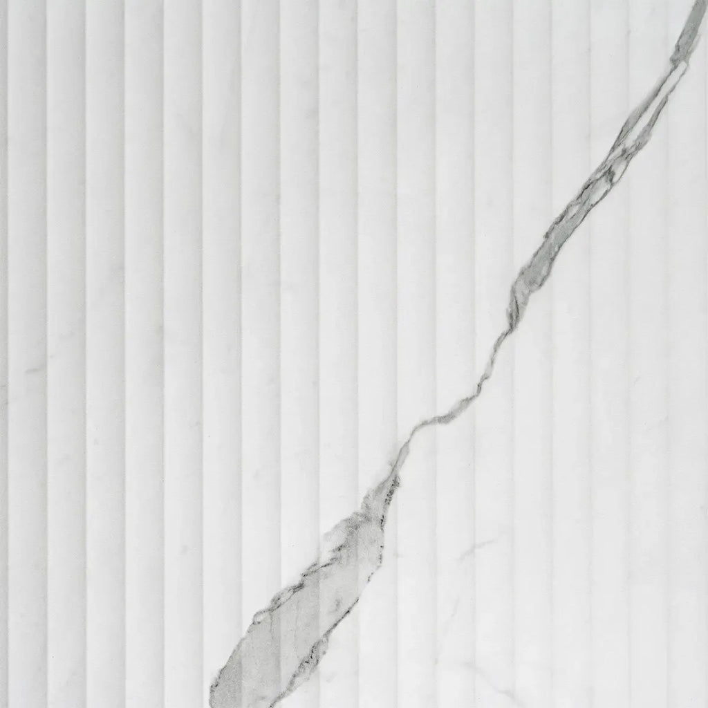 Eterica Fluted White & Gray Marbled 24x48 Porcelain Tile | Tile Club