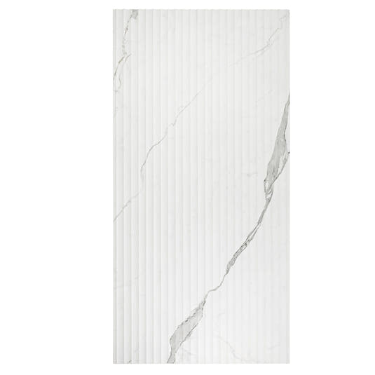Eterica Fluted White & Gray Marbled 24x48 Porcelain Tile | Tile Club