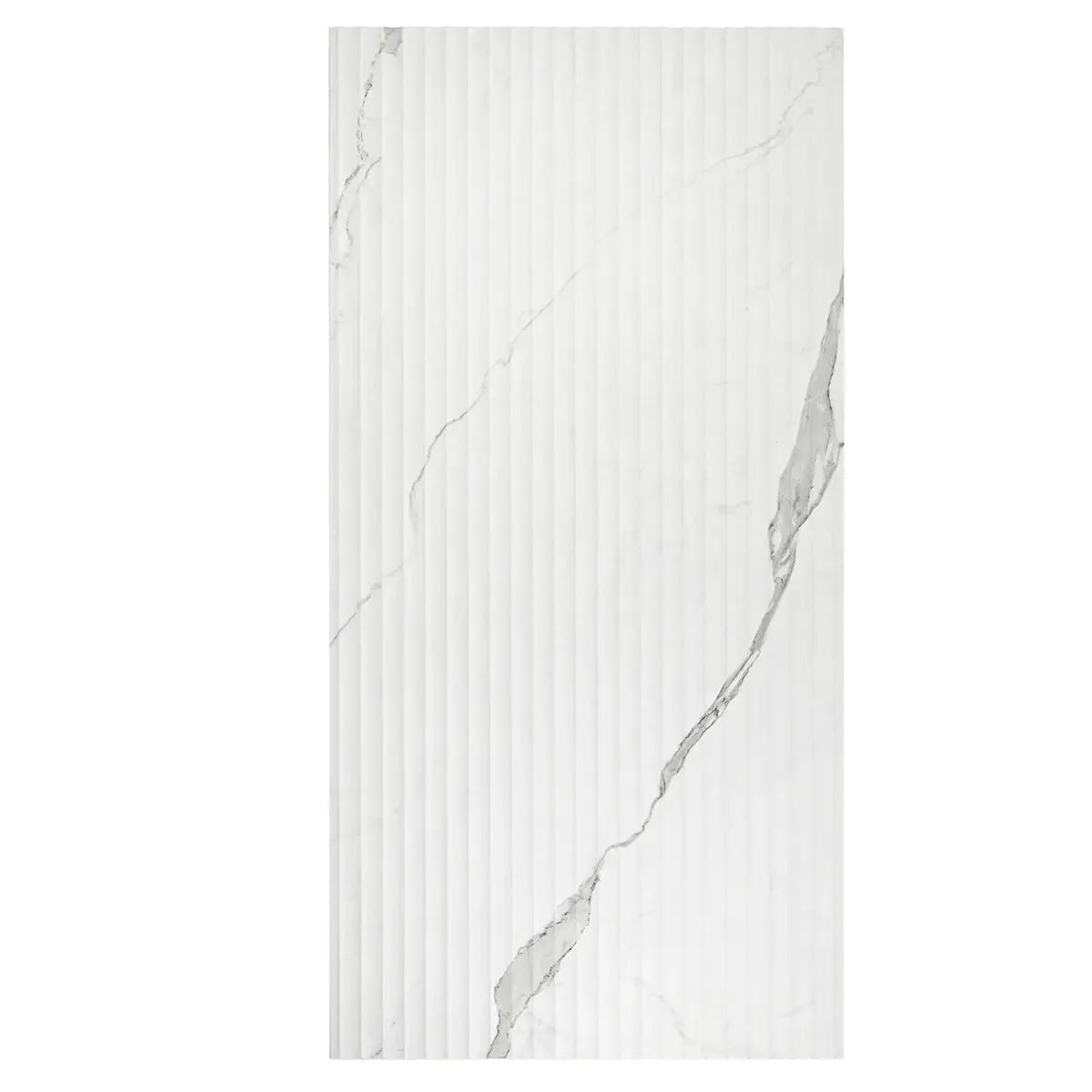 Eterica Fluted White & Gray Marbled 24x48 Porcelain Tile | Tile Club