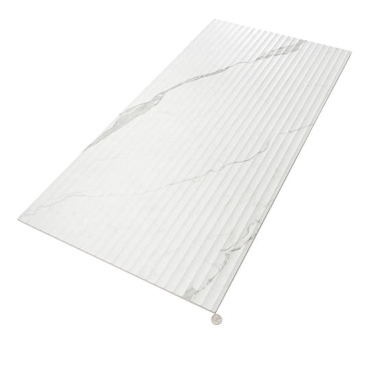 Eterica Fluted White & Gray Marbled 24x48 Porcelain Tile | Tile Club