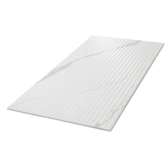 Eterica Fluted White & Gray Marbled 24x48 Porcelain Tile | Tile Club