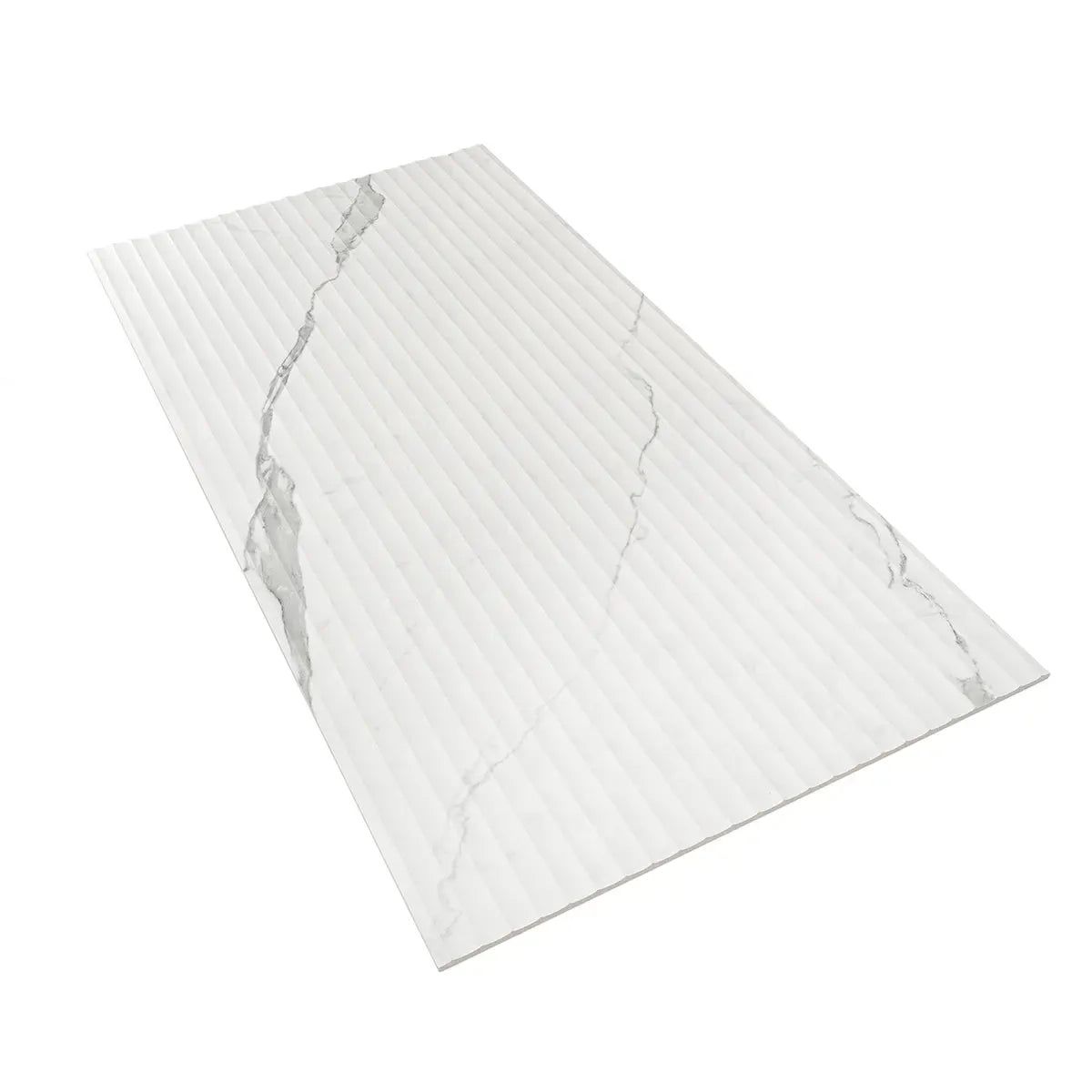 Eterica Fluted White & Gray Marbled 24x48 Porcelain Tile | Tile Club