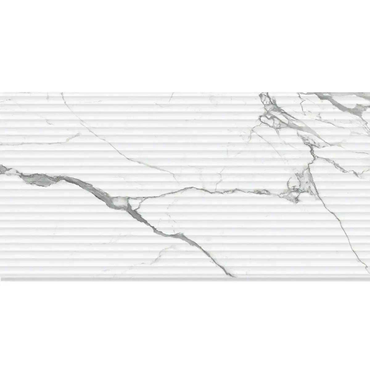 Eterica Fluted White & Gray Marbled 24x48 Porcelain Tile | Tile Club