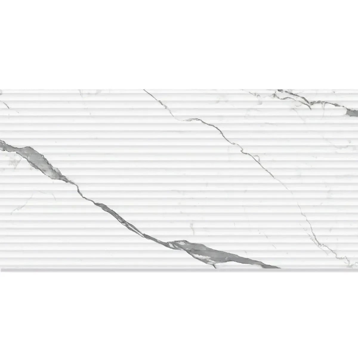 Eterica Fluted White & Gray Marbled 24x48 Porcelain Tile | Tile Club