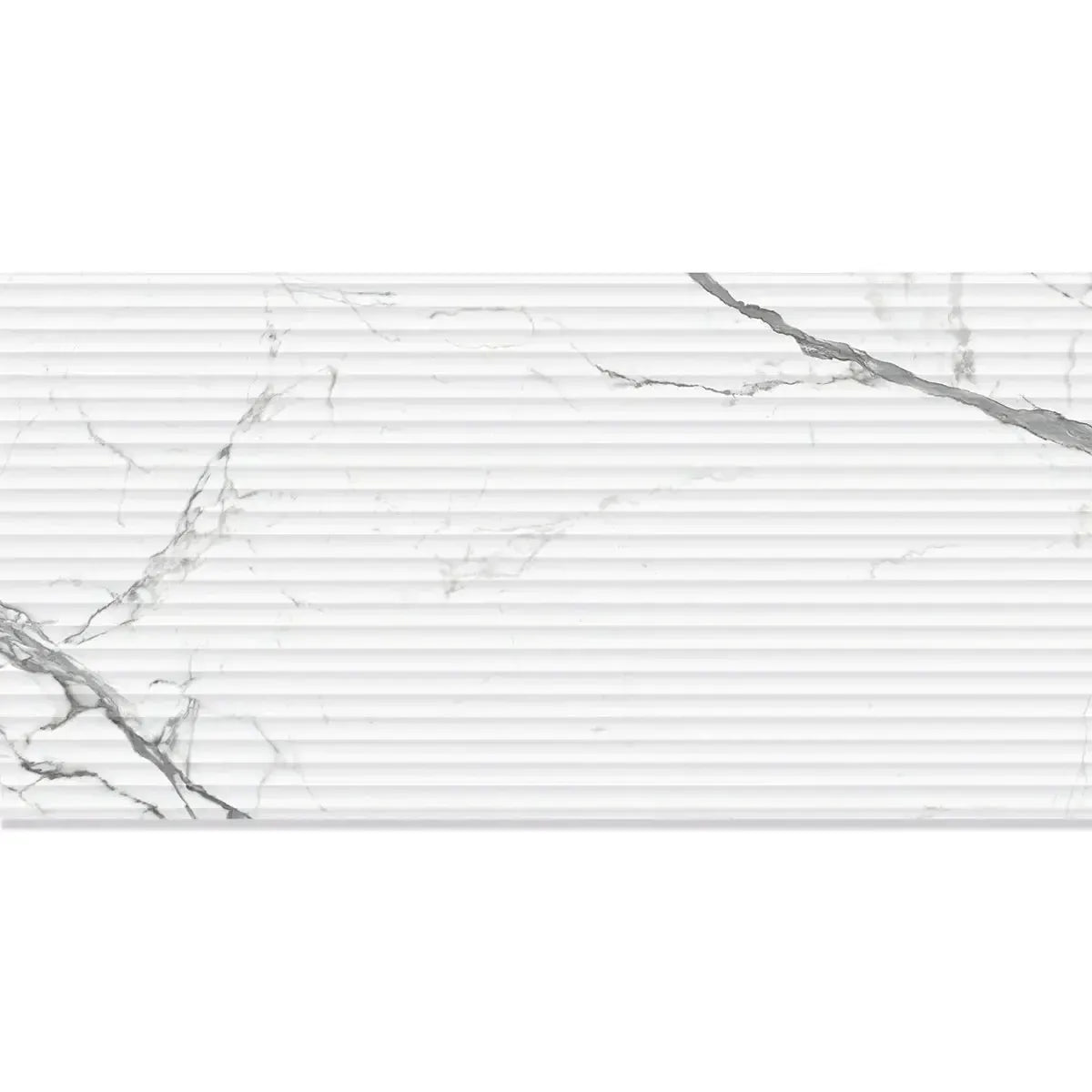 Eterica Fluted White & Gray Marbled 24x48 Porcelain Tile | Tile Club