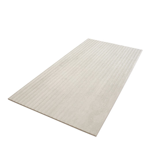 Eterica Fluted White Travertine 24x48 Porcelain Tile | Tile Club