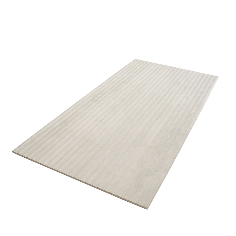 Eterica Fluted White Travertine 24x48 Porcelain Tile | Tile Club