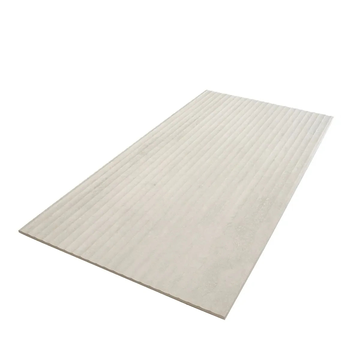 Eterica Fluted White Travertine 24x48 Porcelain Tile | Tile Club