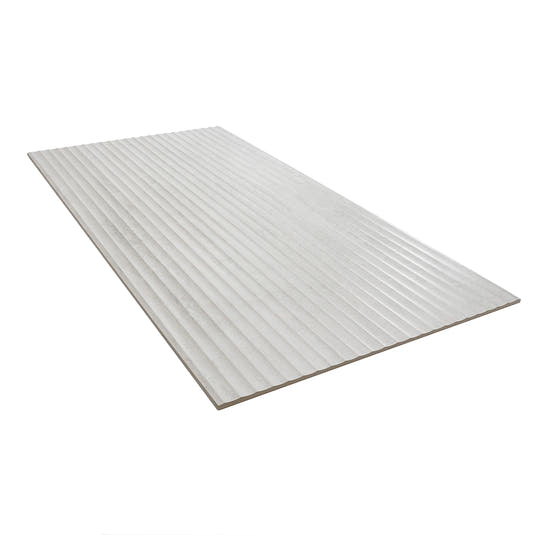 Eterica Fluted White Travertine 24x48 Porcelain Tile | Tile Club