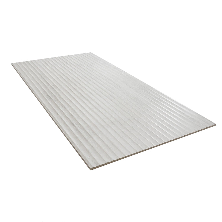 Eterica Fluted White Travertine 24x48 Porcelain Tile | Tile Club