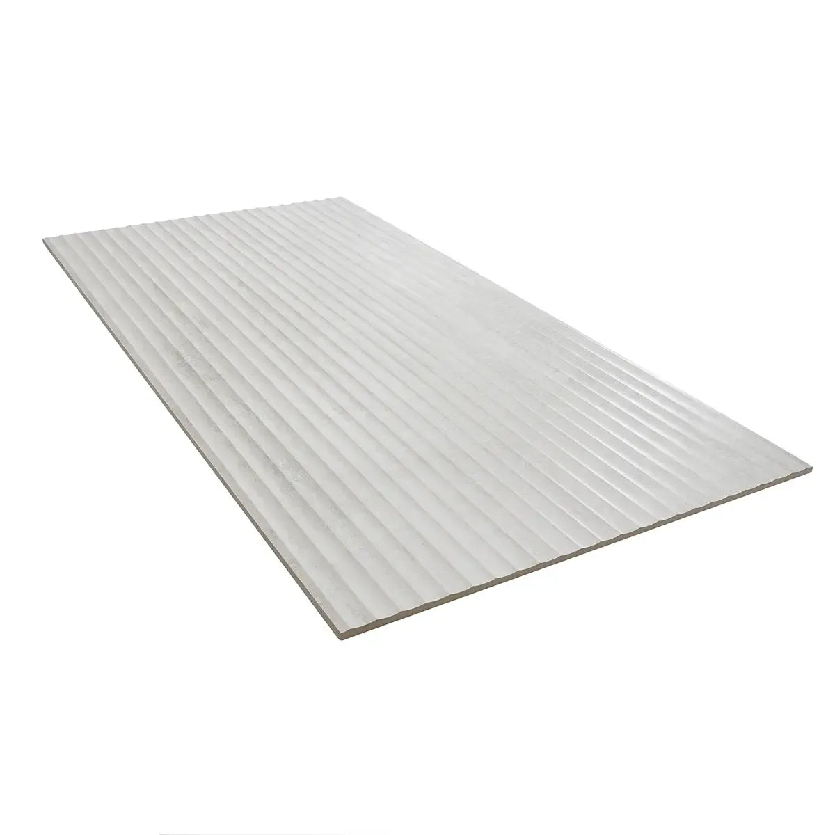 Eterica Fluted White Travertine 24x48 Porcelain Tile | Tile Club