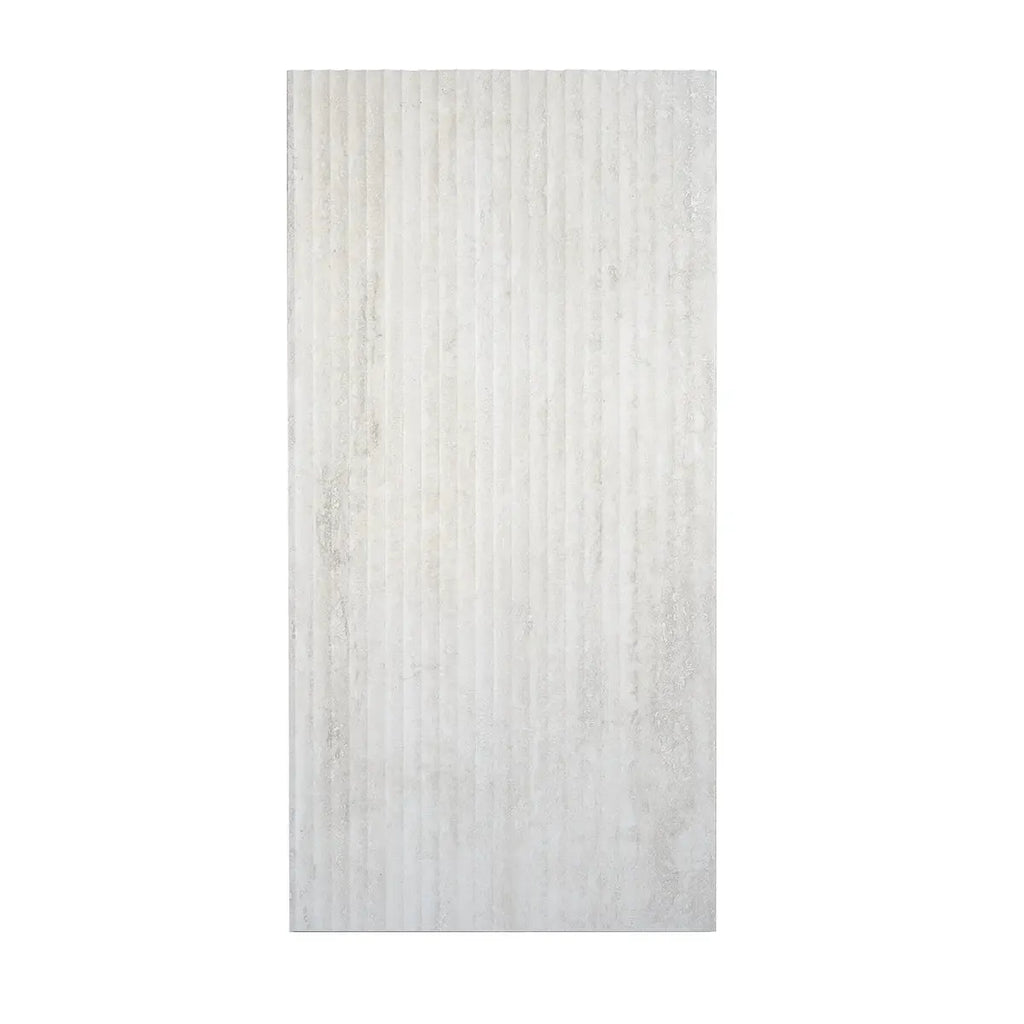 Eterica Fluted White Travertine 24x48 Porcelain Tile | Tile Club