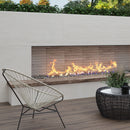 Eterica Fluted White Travertine 24x48 Porcelain Tile Outdoor Fireplace Surround