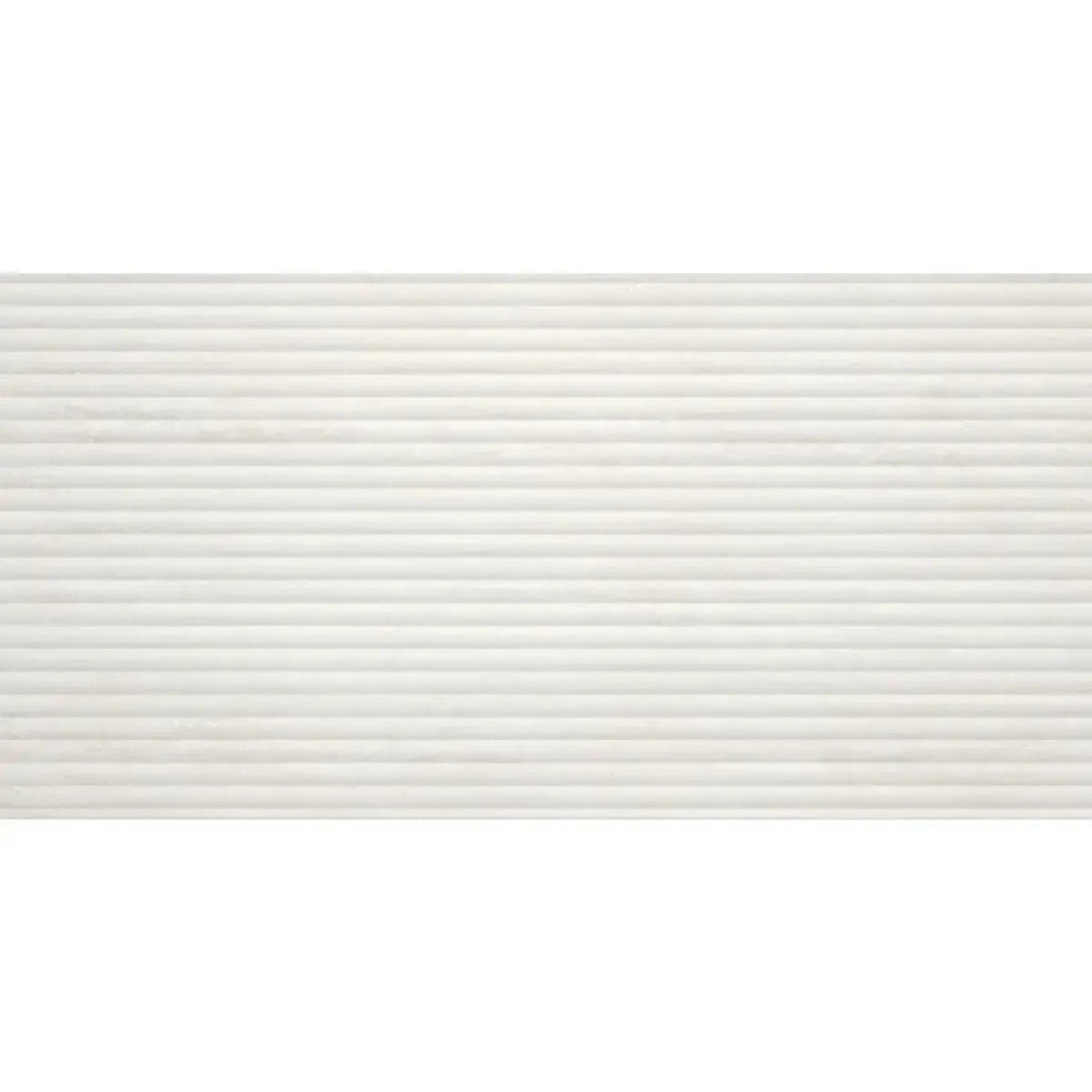 Eterica Fluted White Travertine 24x48 Porcelain Tile | Tile Club