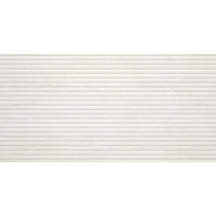 Eterica Fluted White Travertine 24x48 Porcelain Tile | Tile Club