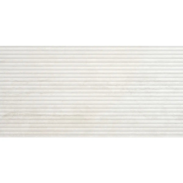 Eterica Fluted White Travertine 24x48 Porcelain Tile | Tile Club