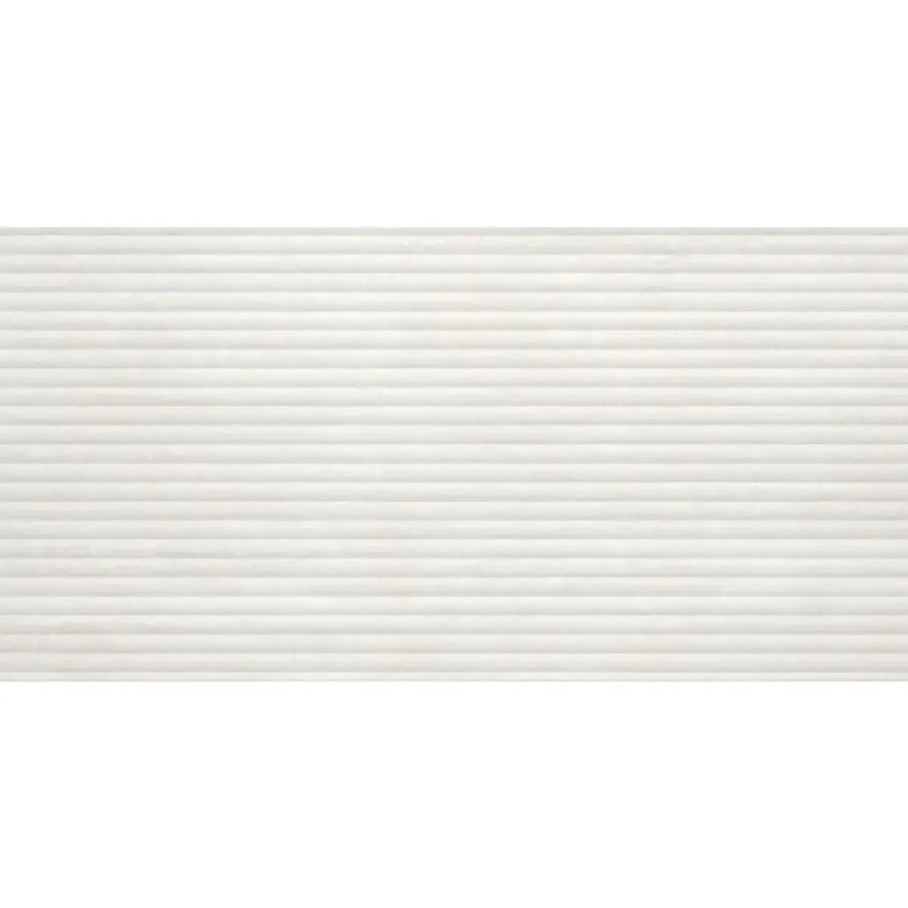 Eterica Fluted White Travertine 24x48 Porcelain Tile | Tile Club