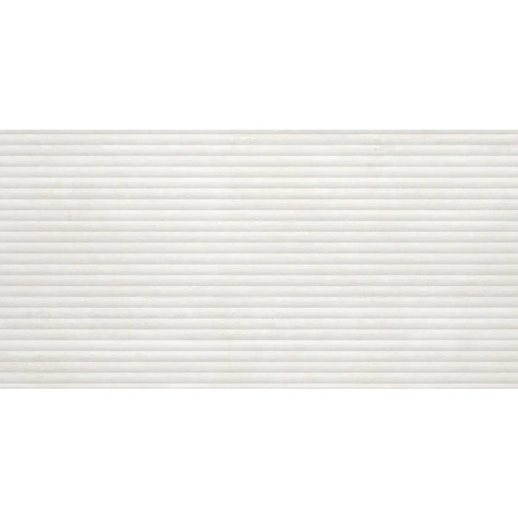 Eterica Fluted White Travertine 24x48 Porcelain Tile | Tile Club