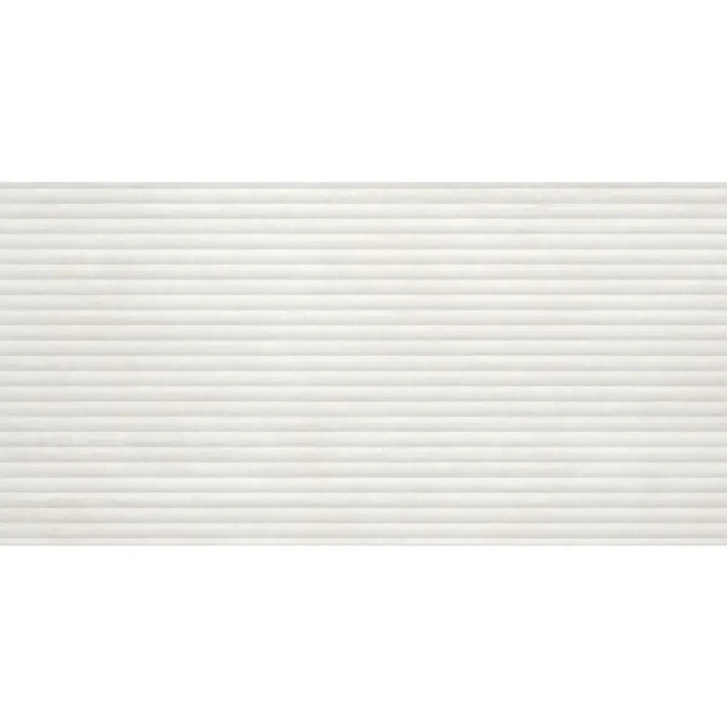 Eterica Fluted White Travertine 24x48 Porcelain Tile | Tile Club