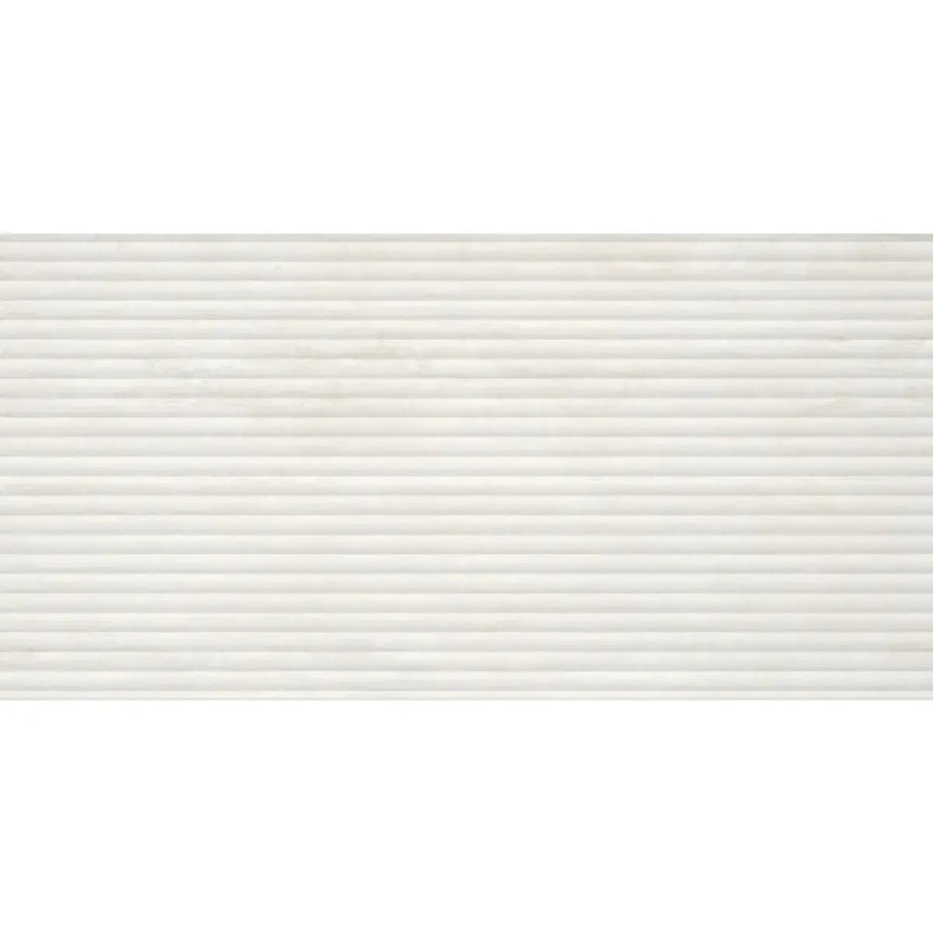 Eterica Fluted White Travertine 24x48 Porcelain Tile