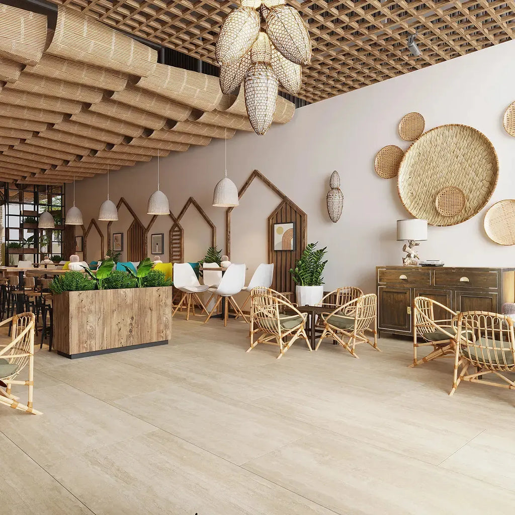 Eterica Sand Travertine 24x48 Porcelain Tile | Tile Club