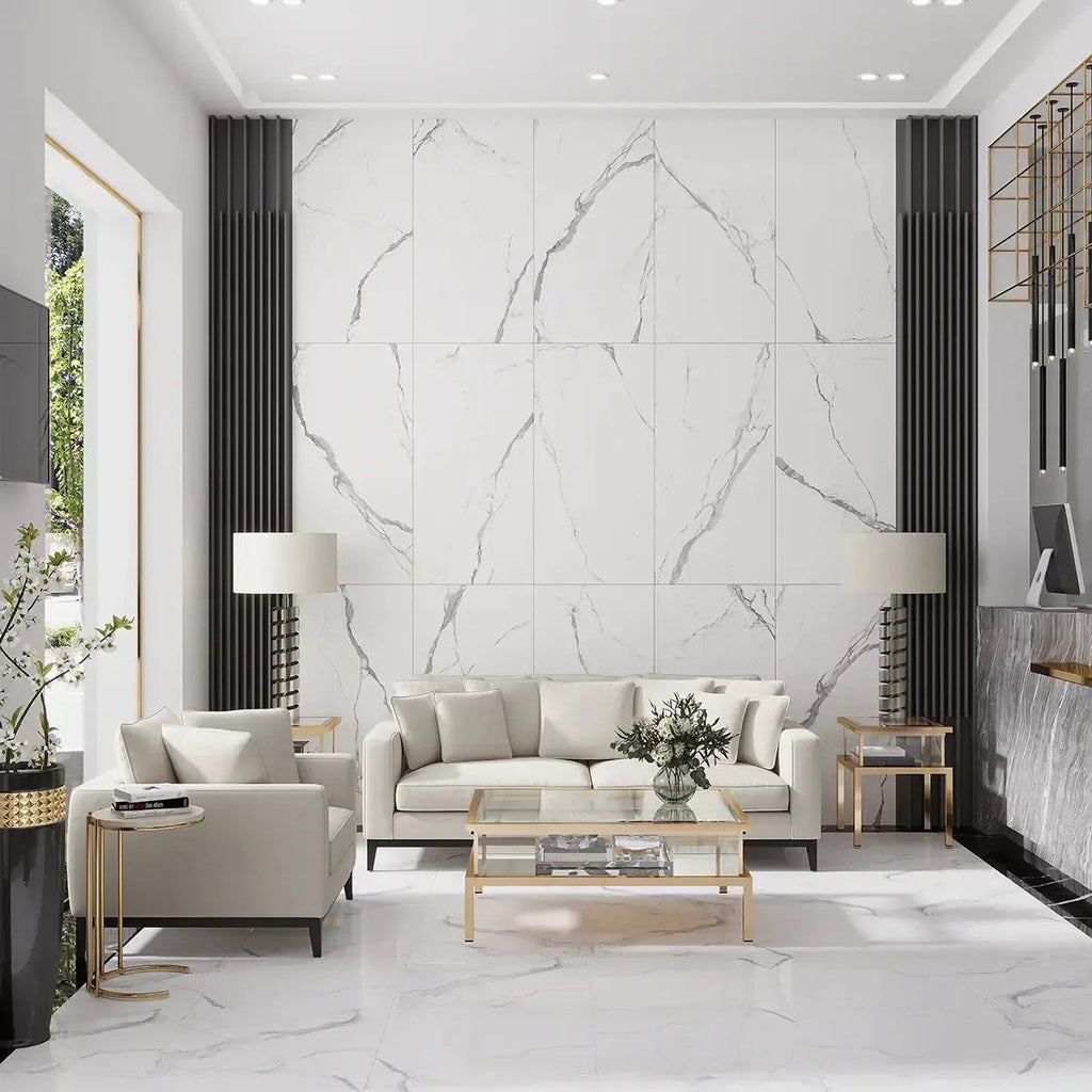 Eterica White & Gray Marbled 24x48 Porcelain Tile | Tile Club