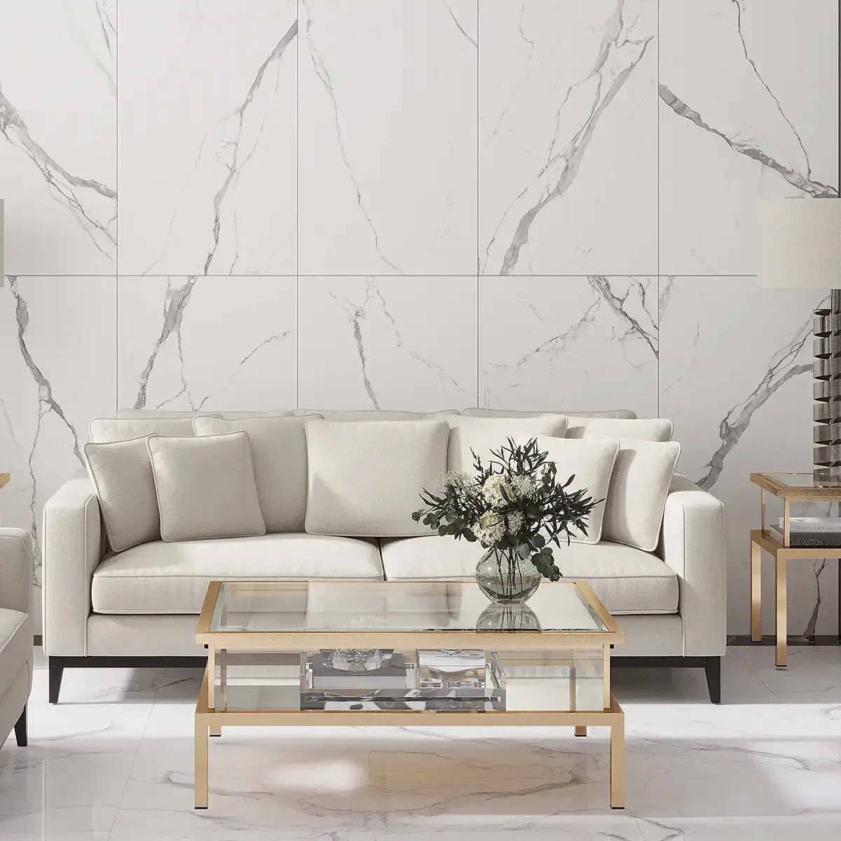 Eterica White & Gray Marbled 24x48 Porcelain Tile | Tile Club