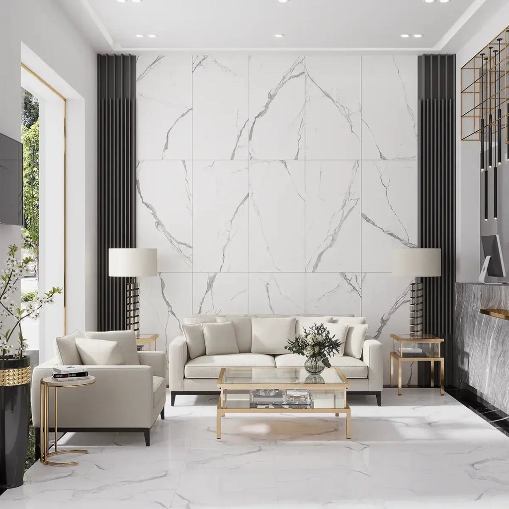 Eterica White & Gray Marbled 24x48 Porcelain Tile | Tile Club