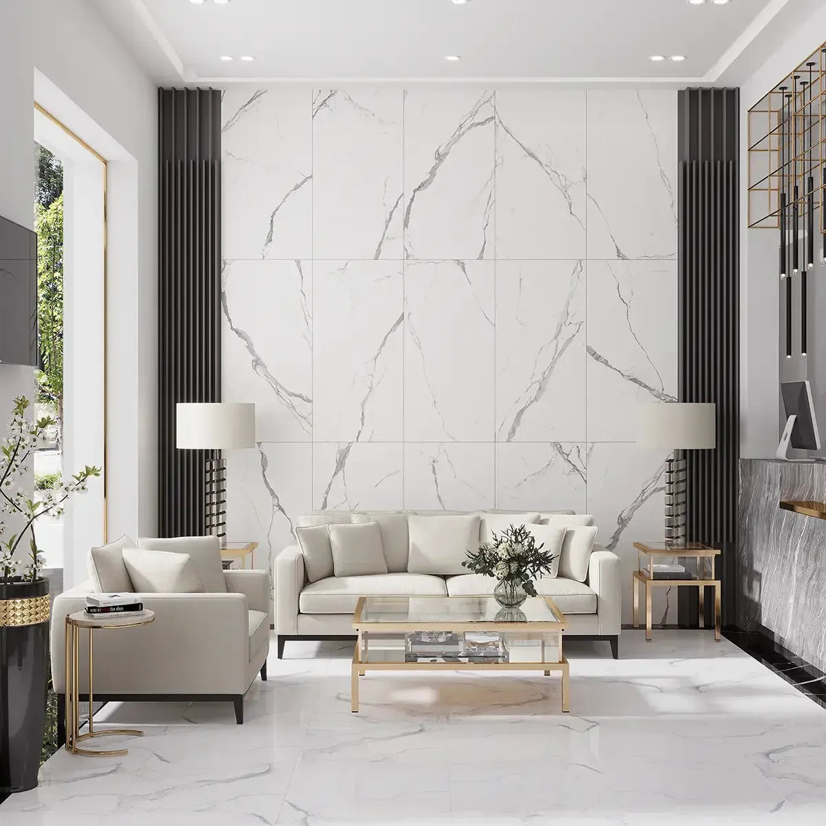 Eterica White & Gray Marbled 24x48 Porcelain Tile | Tile Club