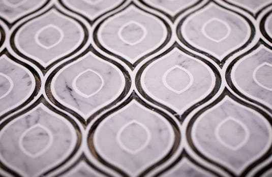 Evil Eye Carrara Marble Mosaic Tile for elegant living room
