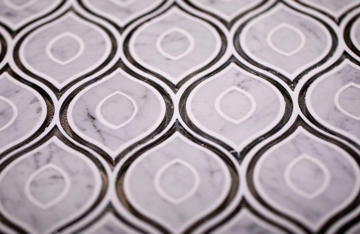 Evil Eye Carrara Marble Mosaic Tile for elegant living room