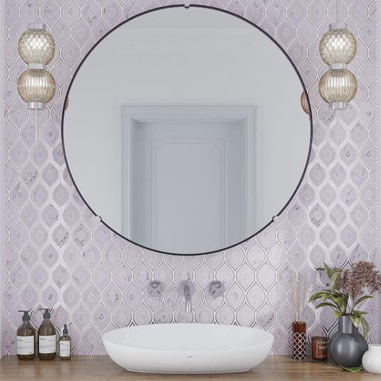 Evil Eye Carrara Marble Mosaic Tile