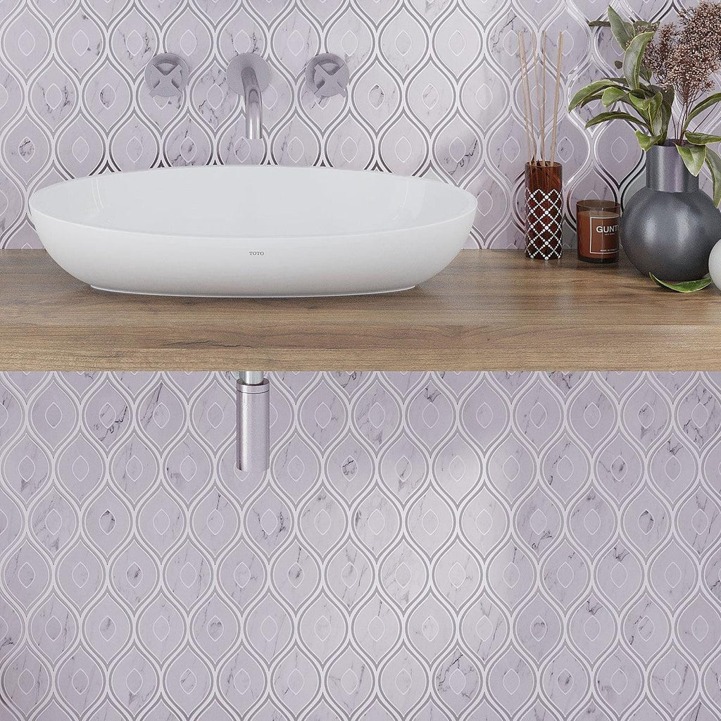 Evil Eye Carrara Marble Mosaic Tile | Tile Club