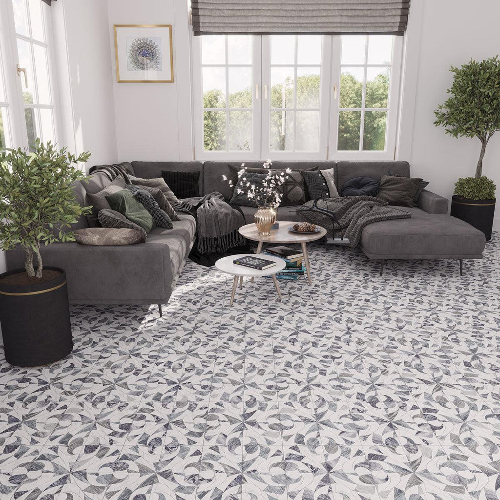 Excalibur Bardiglio & Carrara Marble Tile Waterjet | Tile Club