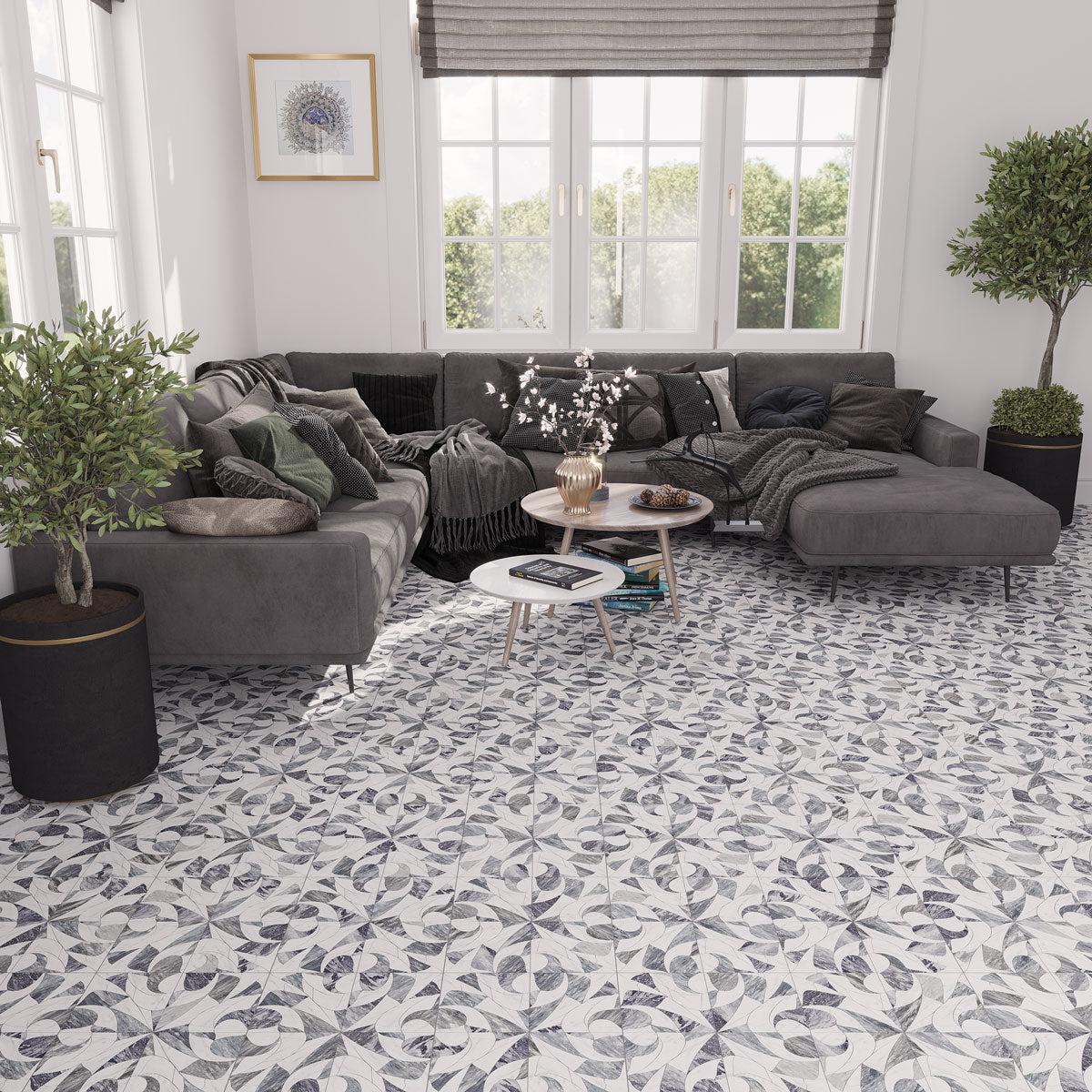 Excalibur Bardiglio & Carrara Marble Tile Waterjet | Tile Club