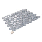 Fabrique Blue Grey Hexagon Glass Mosaic Tile | Tile Club