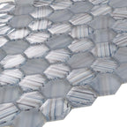 Fabrique Blue Grey Hexagon Glass Mosaic Tile | Tile Club