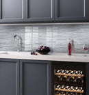 Fabrique Blue Grey Linear Glass Mosaic Tile bar backsplash 
