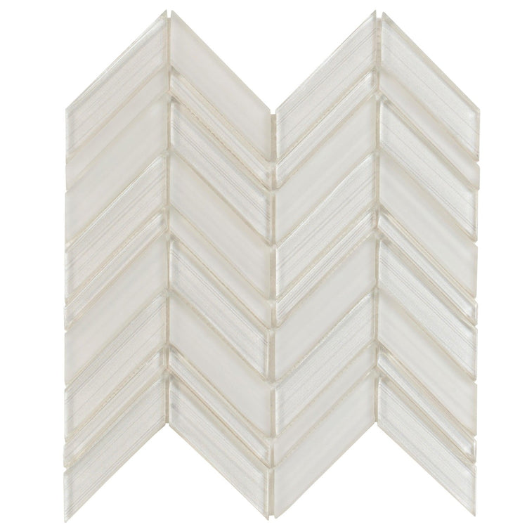 Fabrique White Chevron Glass Mosaic Tile Sample