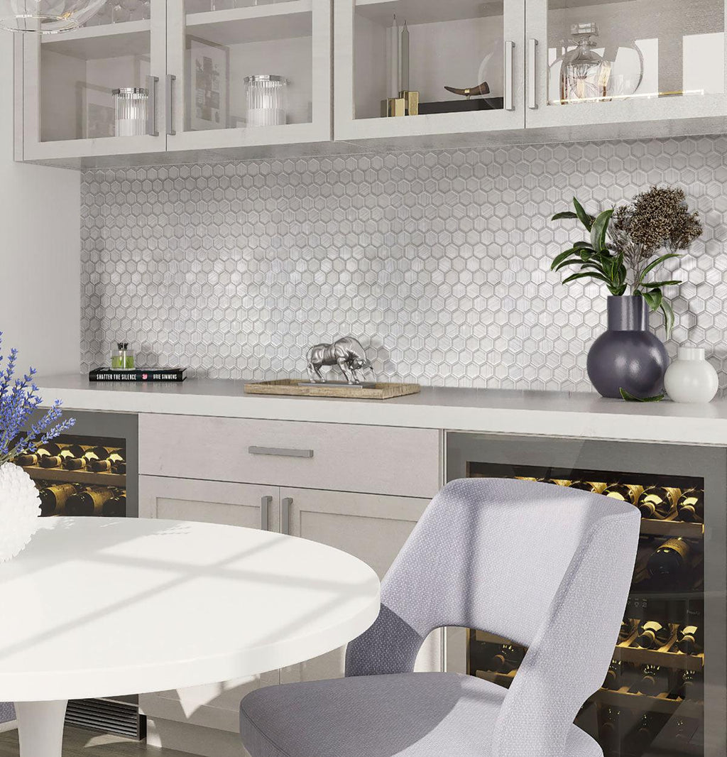 Fabrique White Hexagon Glass Mosaic Tile | Tile Club