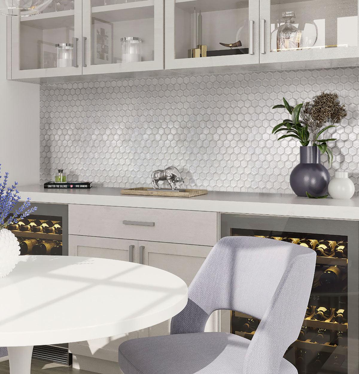 Fabrique White Hexagon Glass Mosaic Tile | Tile Club