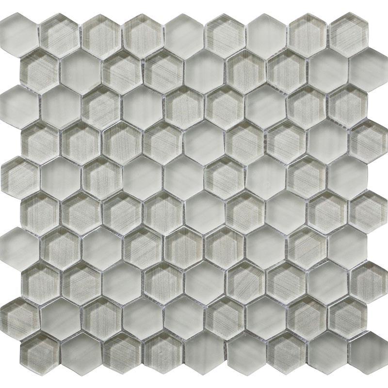 Fabrique White Hexagon Glass Mosaic Tile Sample