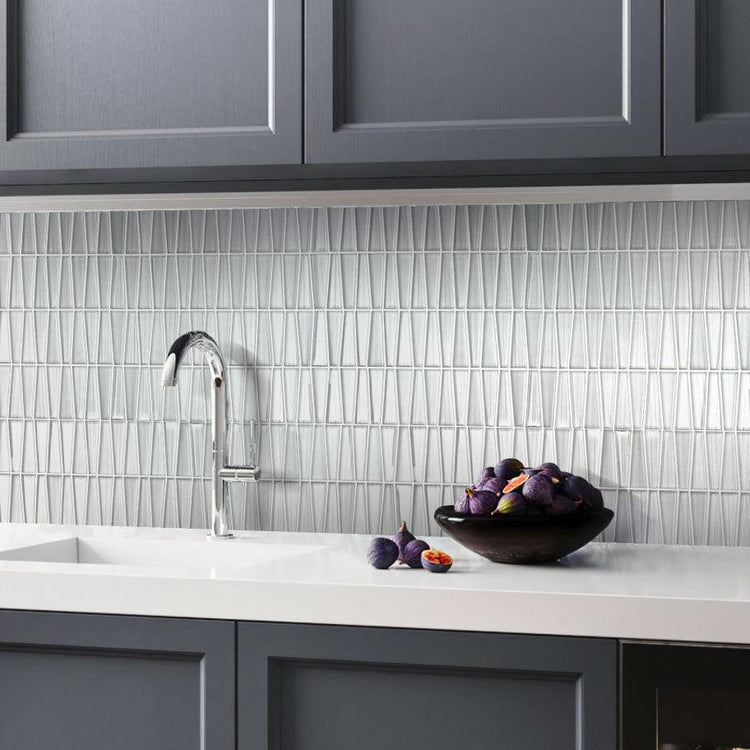 Contemporary triangle glass mosaic tile backsplash