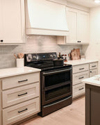 Fixer to Fabulous White and Blue Kitchen with Tile Club Mallorca Blue Ceramic Subway Tile