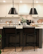 Black, White and Blue Modern Farmhouse Kitchen on HGTV Fixer to Fabulous with Tile Club Mallorca Blue Ceramic TIle